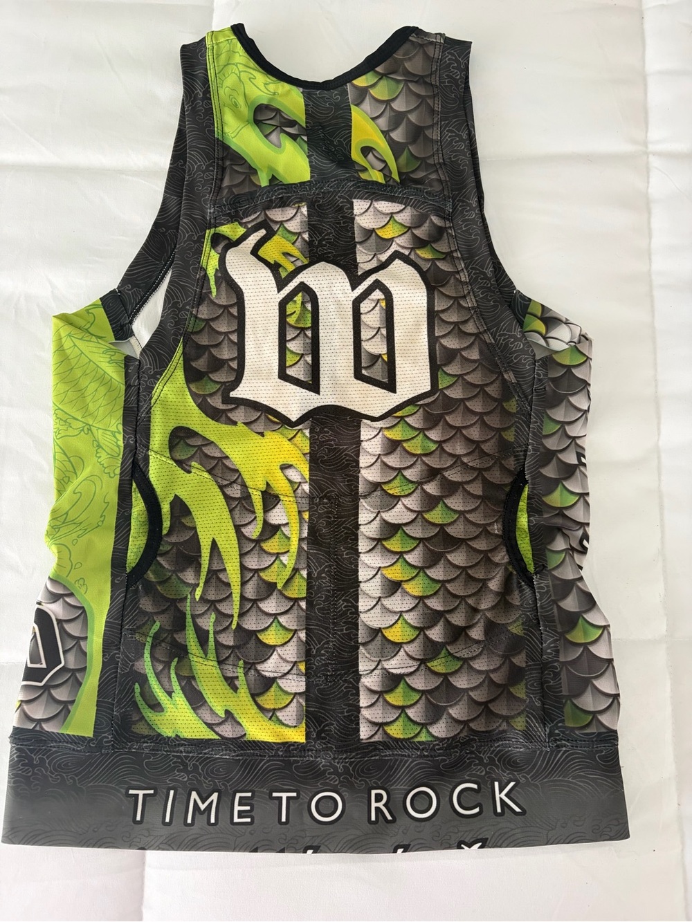 Wattie ink Graphic Tank Top in Neon Green and Black - Time to Rock